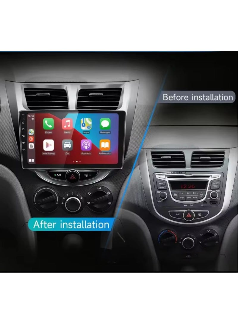Hyundai Accent 2012-2017 screen The screen runs on Android and supports the following features: Android Auto and Apple Car Play, which allows you to easily connect your phone and display it on the screen. It also supports a high display resolution of up to 1080 pixels, making it excellent for displaying information more clearly.