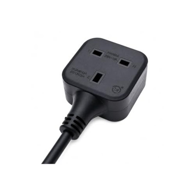 IEC C14 male plug to UK 13A female socket power extension cable for PDU/UPS, PVC black, 30cm length, 250V 13A rated - Image 5