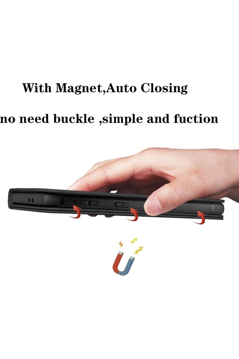 VKL Samsung Galaxy A56 5G Flip Cover PU Leather Magnetic Closure Kickstand Wallet Case Card Holder Shockproof Flip Cases - Black - Image 2