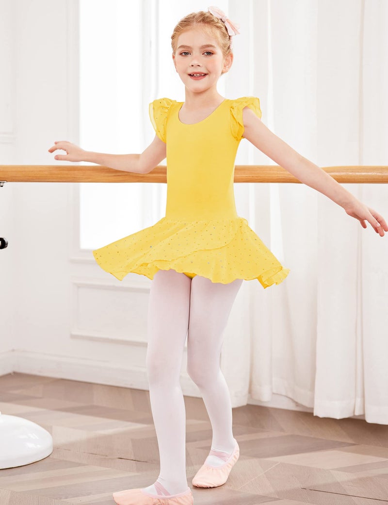 Arshiner Girls Ruffle Sleeve Ballet Dance Dress Tutu Skirted Leotard - Image 4