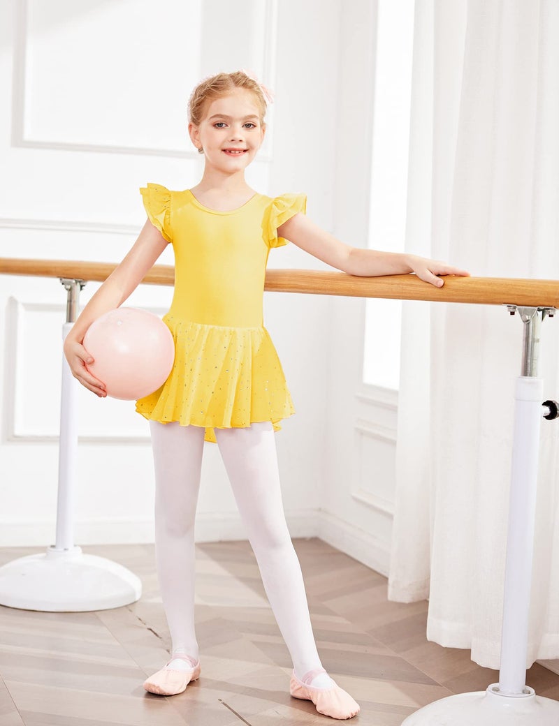 Arshiner Girls Ruffle Sleeve Ballet Dance Dress Tutu Skirted Leotard - Image 5
