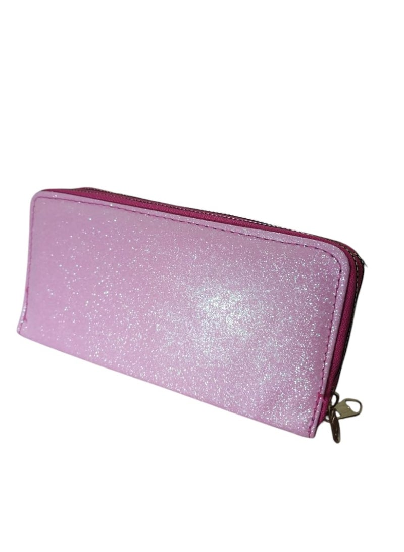 Elegant Long Evening Wallet – Half Glossy & Half Leather with Dual Zippers - Image 3