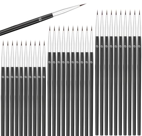 Anezus 30 Pcs Tiny Detail Paint Brushes 0 Fine Paint Brushes Set Liner Brush for Miniature 40k Model Crafts Watercolor Acrylics Oil