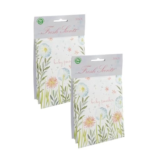 WILLOWBROOK  Fresh Scents Scented Sachet Packet  Baby Powder  Air Freshener Bags for Drawers Closets Cars  6 Pack  Long Lasting Home Fragrance