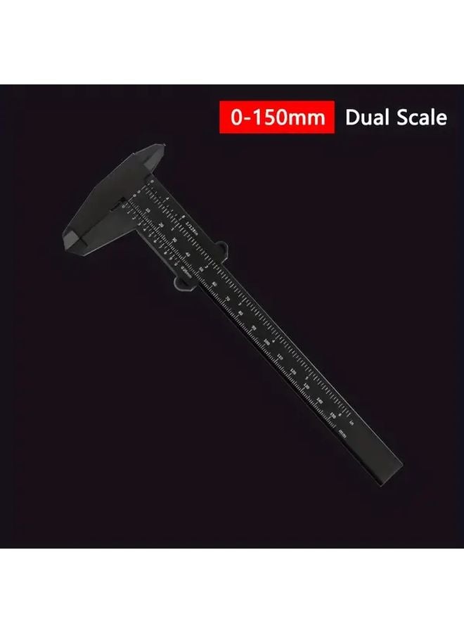 Black 0 150mm Portable Mini Vernier Caliper Plastic Slide Ruler Dual Proportional Measuring Tool - Image 1