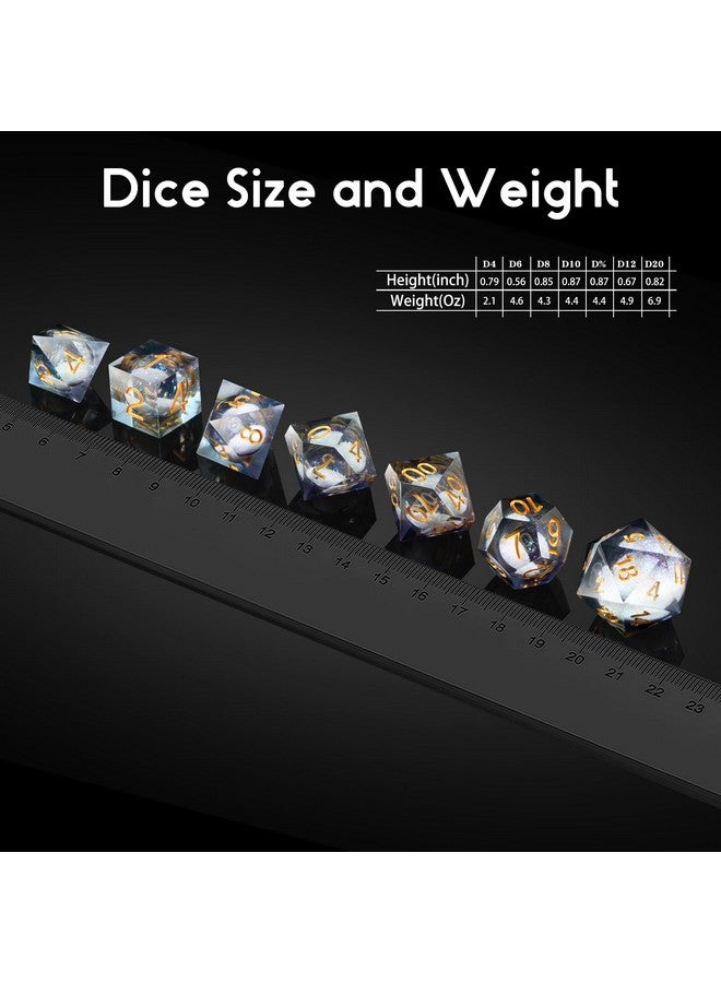DNDND DNDND Liquid Sharp Edge DND Dice, A Full Set of Liquid D&D Die with Gift Case for Dungeons and Dragon Game (Grey Liquid)  - Image 5