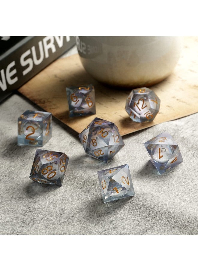 DNDND DNDND Liquid Sharp Edge DND Dice, A Full Set of Liquid D&D Die with Gift Case for Dungeons and Dragon Game (Grey Liquid)  - Image 2