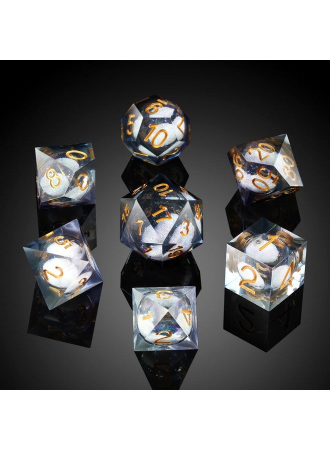DNDND DNDND Liquid Sharp Edge DND Dice, A Full Set of Liquid D&D Die with Gift Case for Dungeons and Dragon Game (Grey Liquid)  - Image 3