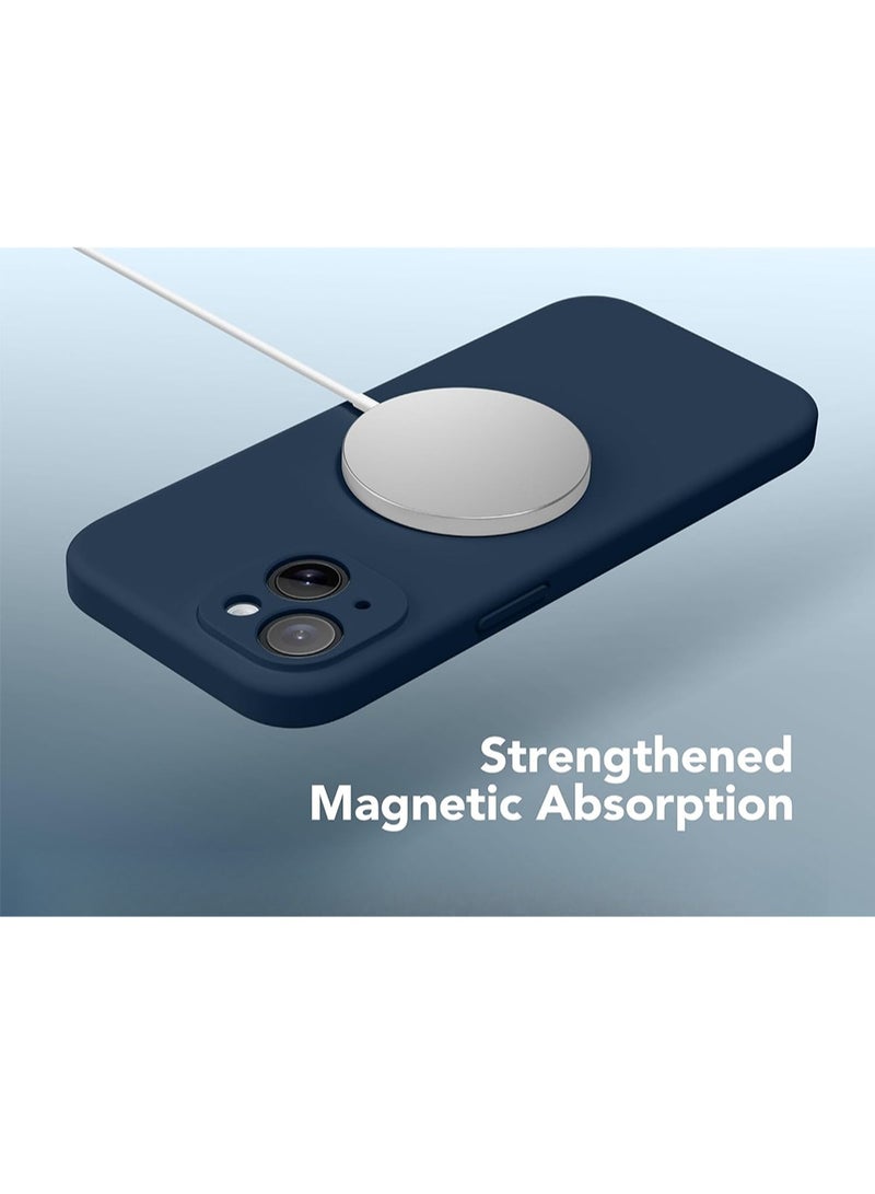 WRISTWISE Case Cover for iPhone 14 with 1 Pack Tempered Glass Screen Protector, Compatible with MagSafe, [Full Camera Protection] Silicone Shockproof Protective Phone Case for iPhone 14 6.1 inch, Blue - Image 4