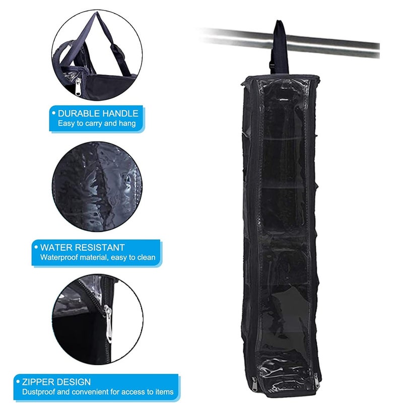 Kuber Industries Kuber Industries NonWoven 6 Shelf Hanging Shoes Organizer Non Woven Foldable Closet Organizer Wardrobe Organizer With Side Pocket Black  - Image 5