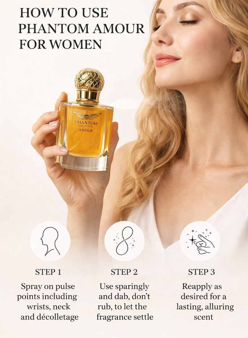 Linea De Bella Phantom Collection Amour EDP 100ml – Luxury Women’s Perfume with Floral & Soft Musk Notes, Long-Lasting - Image 4