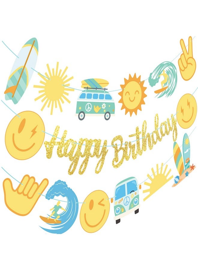 umoni Surfing Birthday Banners Hippie Groovy Surfing Birthday Party Decorations 3Pcs Beach Surf Theme Banners Boho Surfing Birthday Party Decor for Retro Surf Bus Baby Shower Supplies - Image 2
