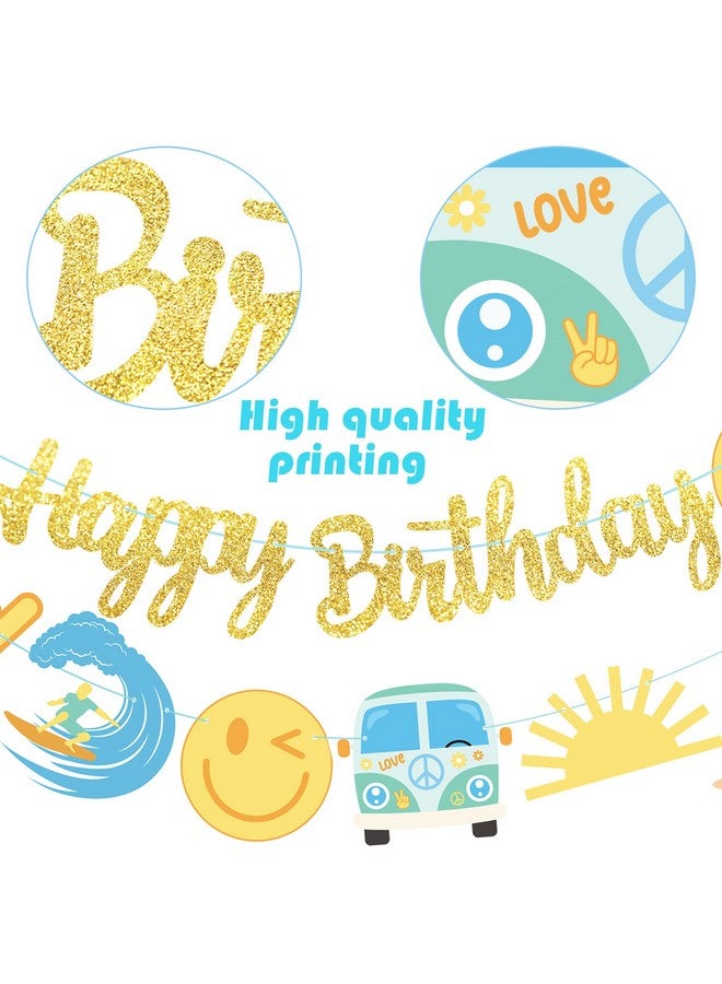 umoni Surfing Birthday Banners Hippie Groovy Surfing Birthday Party Decorations 3Pcs Beach Surf Theme Banners Boho Surfing Birthday Party Decor for Retro Surf Bus Baby Shower Supplies - Image 5