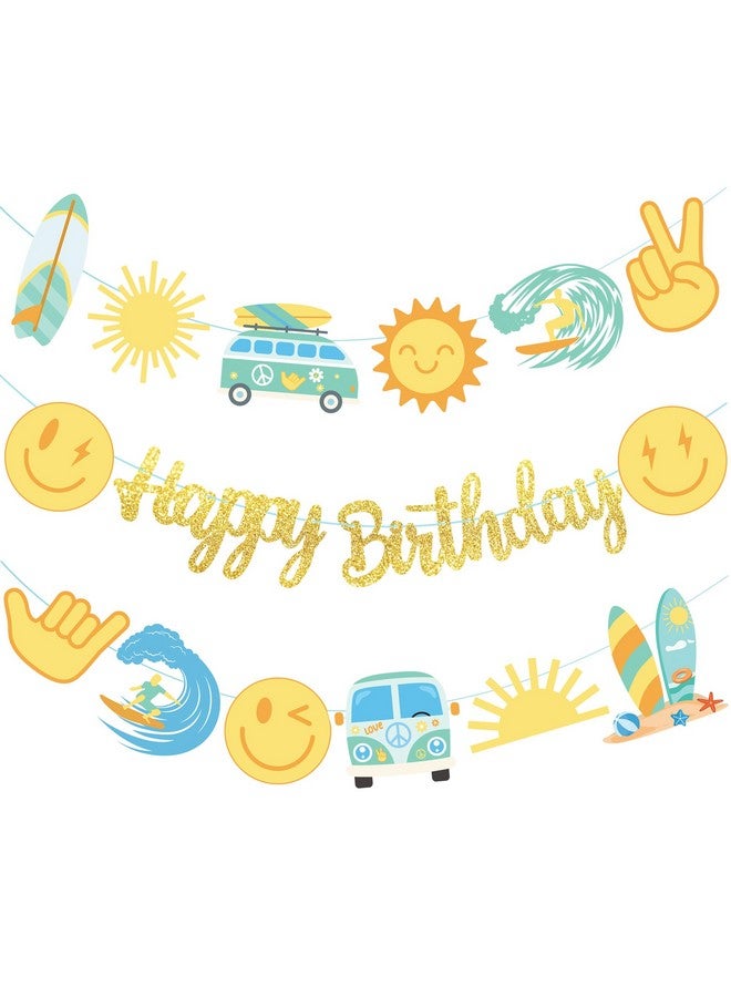 umoni Surfing Birthday Banners Hippie Groovy Surfing Birthday Party Decorations 3Pcs Beach Surf Theme Banners Boho Surfing Birthday Party Decor for Retro Surf Bus Baby Shower Supplies - Image 1