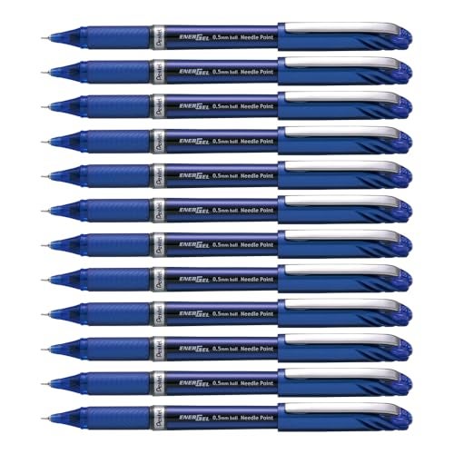 Pentel EnerGel NV Gel Ink Pen, (0.5mm), Fine Point Capped, Needle Tip, Blue Ink, Box of 12 (BLN25-C) - Image 1