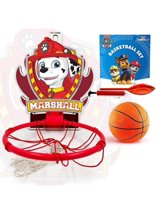 ويمبلي مجموعة كرة سلة ويمبلي باو باترول للأطفال من الأولاد والبنات مع كرة منفوخة وطوق ولوح تعليق ومضخة، ألعاب داخلية وخارجية، هدية عيد ميلاد للأطفال - مارشال - Image 1