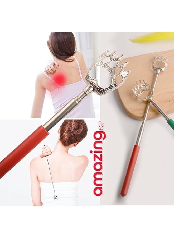 amazing.EGP The Back | Extendable Bear Claw Back Scratcher, 23" Stainless Steel, Rubber Handle, Black (Green) - Image 2
