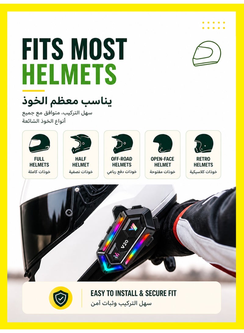 1 طابق سرداب سماعات خوذة دراجات نارية مزودة بأضواء RGB متلألئة من 16 نوعًا، بعمر بطارية طويل، سماعات دراجة نارية بتقليل ضوضاء مزدوج، إجابة/اتصال تلقائي، تحكم في الموسيقى، استدعاء Siri، ومقاومة مائية IPX6 - Image 5