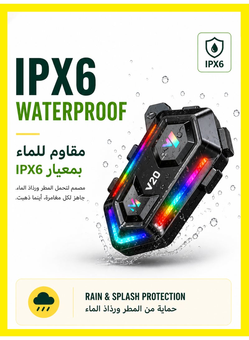1 طابق سرداب سماعات خوذة دراجات نارية مزودة بأضواء RGB متلألئة من 16 نوعًا، بعمر بطارية طويل، سماعات دراجة نارية بتقليل ضوضاء مزدوج، إجابة/اتصال تلقائي، تحكم في الموسيقى، استدعاء Siri، ومقاومة مائية IPX6 - Image 4