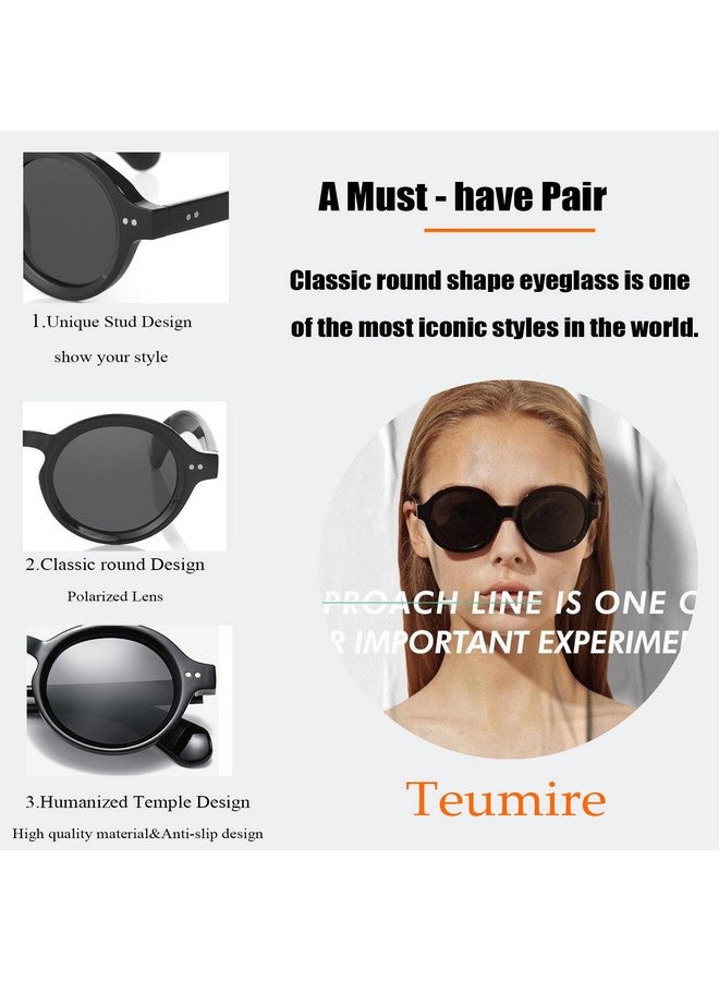 Teumire Trendy Round Polarized Sunglasses For Men Women Chunky Hippie Costume Sun Glasses 90S Circle Retro Style(Grey/Grey) - Image 4