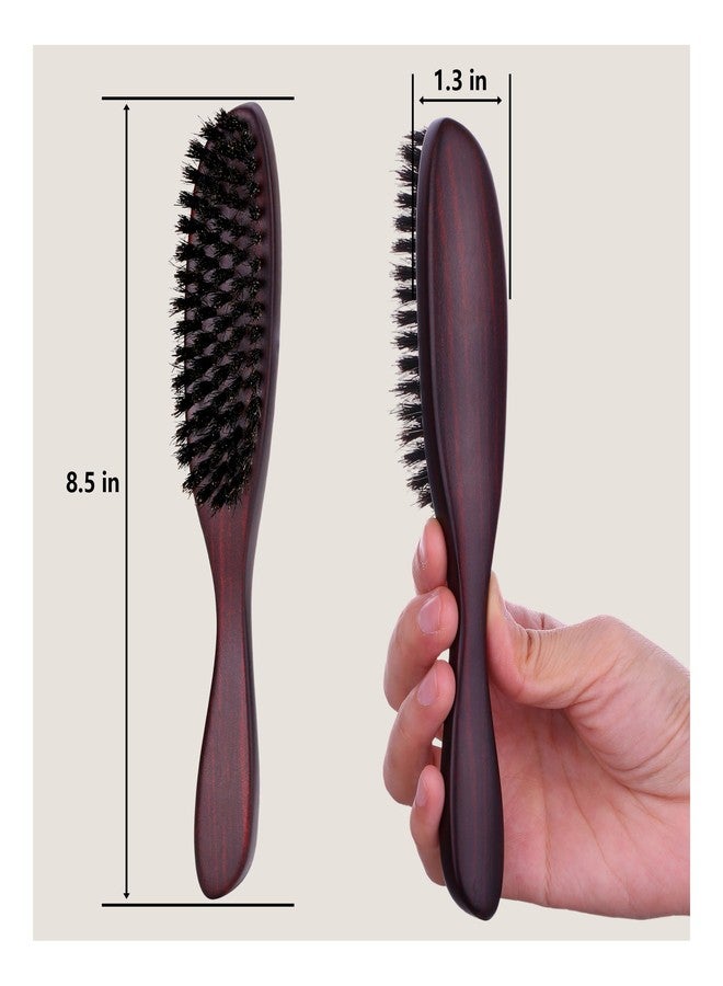 PERFEHAIR Boar Bristle Slick Back Hair Brush - Thick Natural Bristles for Smooth Sleek Styles, Tame Flyaways & Frizz, Ideal for Slicking, Edge Control Women & Men Ponytails & Buns-Wooden Handle - Image 3