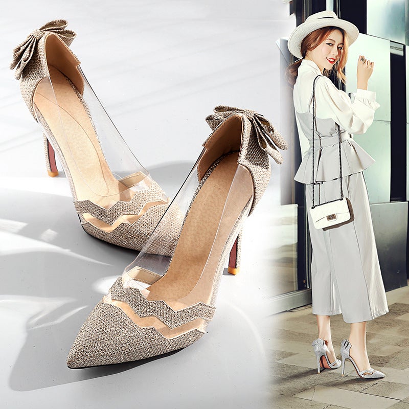 High Heels 2023 New Korean Style French Style Girl Pointed Stiletto Heel Shoes For Commuter Work Super Large Size - Image 2
