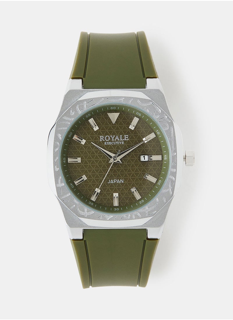 Royale Mega Round Shape Analog Wrist Watch RE222/15 - 40mm - Green  - Image 1