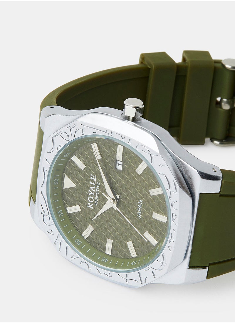 Royale Mega Round Shape Analog Wrist Watch RE222/15 - 40mm - Green  - Image 3