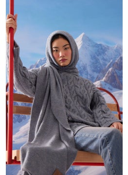 Manuka Hooded Braided Sweater Blue  - Image 1