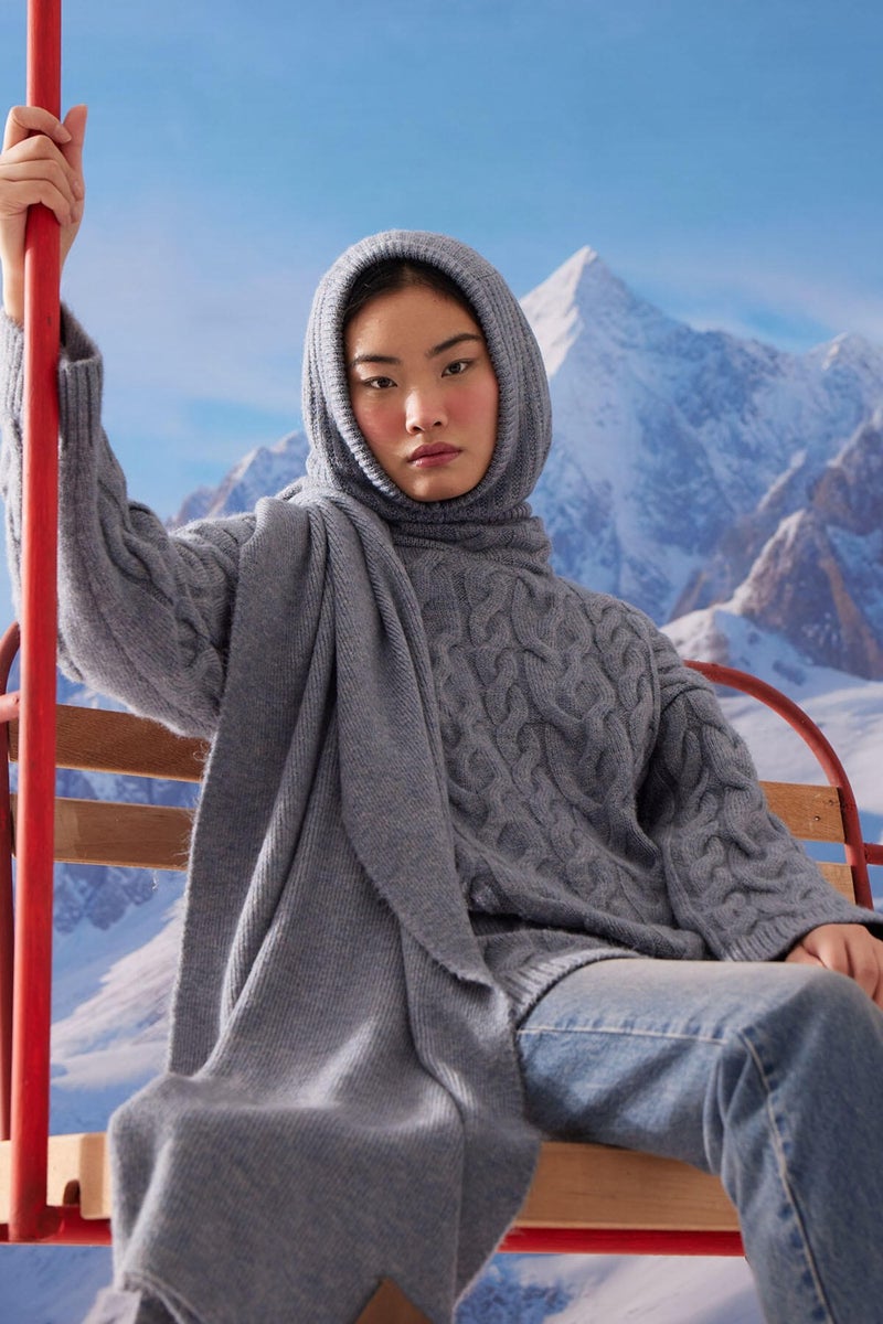 Manuka Hooded Braided Sweater Blue  - Image 1