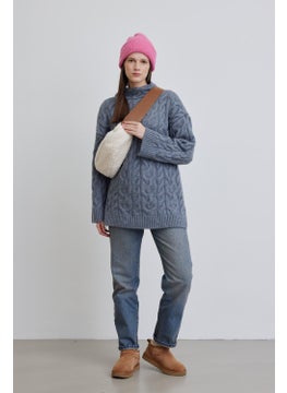 Manuka Hooded Braided Sweater Blue  - Image 4