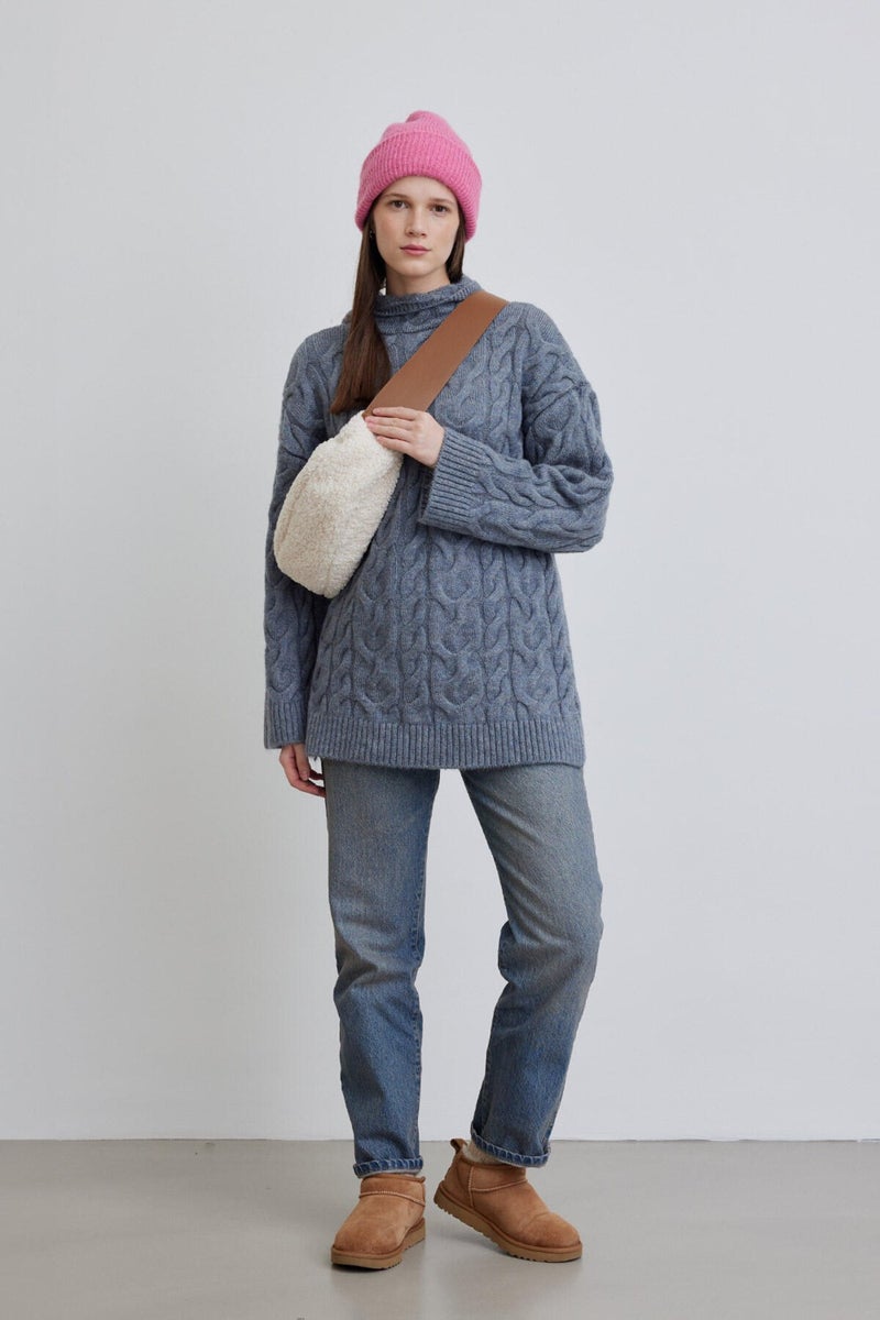 Manuka Hooded Braided Sweater Blue  - Image 4