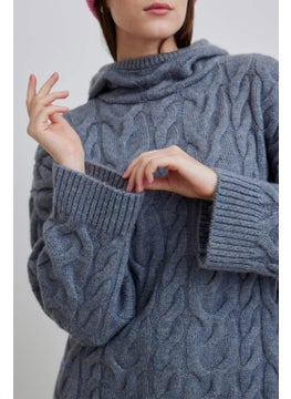 Manuka Hooded Braided Sweater Blue  - Image 5