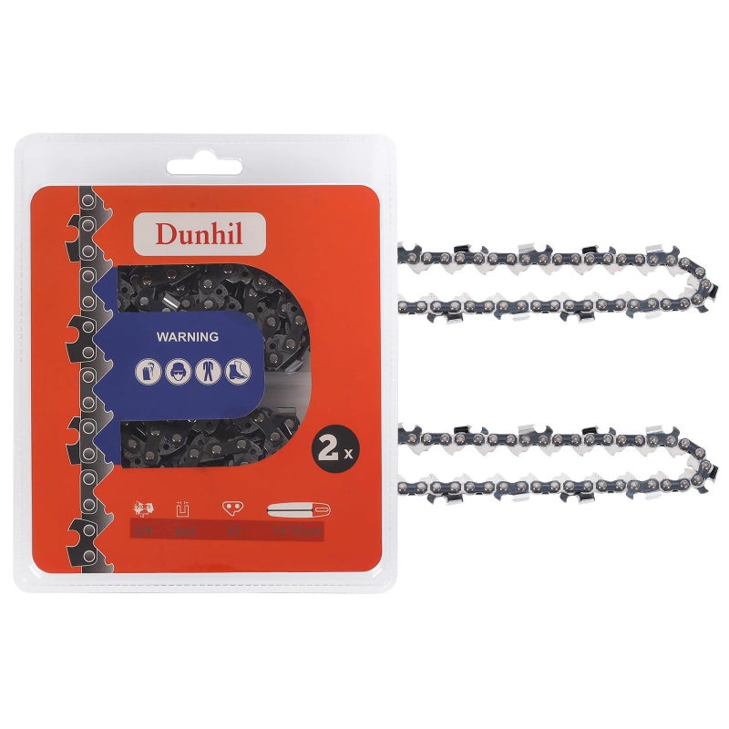 Dunhil 14 Inch Chainsaw Chains 3/8" LP Pitch 043'' Gauge 52 Drive Links for EGO CS1400/1401 for Makita XCU03, for Worx WG384, for Milwaukee M18(2727-20) for Ryobi RY40502 RY40511, 2-Pack