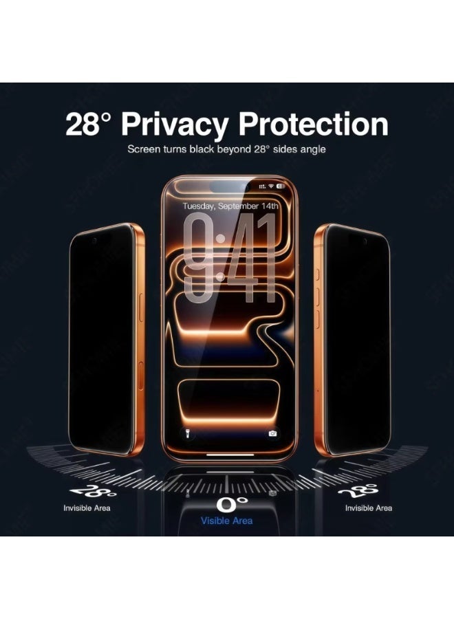 ZXING iPhone 17 Pro Max Privacy Tempered Glass Screen Protector 9H Hardness Full Coverage 28° Anti Peep Friendly High Sensitivity Touch Screen No Bubbles Anti Fingerprint Mobile Phone Film - Image 5