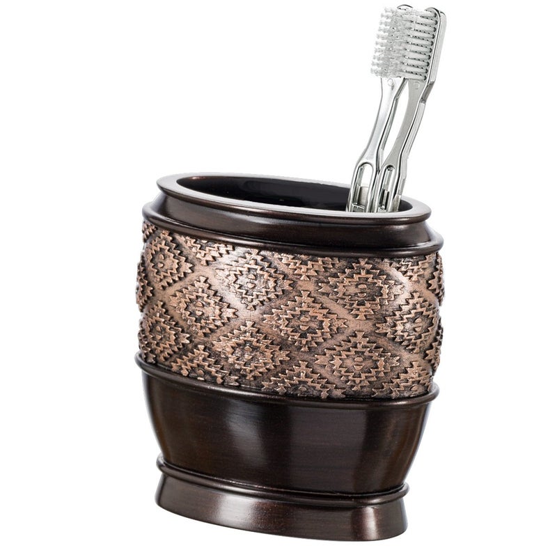 Creative Scents Brown Bathroom Accessories Set Complete - 4 Pc. Bathroom Sets Accessories, Luxury Bronze Bathroom Accessory Set - Soap Dispenser, Soap Dish, Tumbler & Toothbrush Holder Set (Dublin) - Image 4