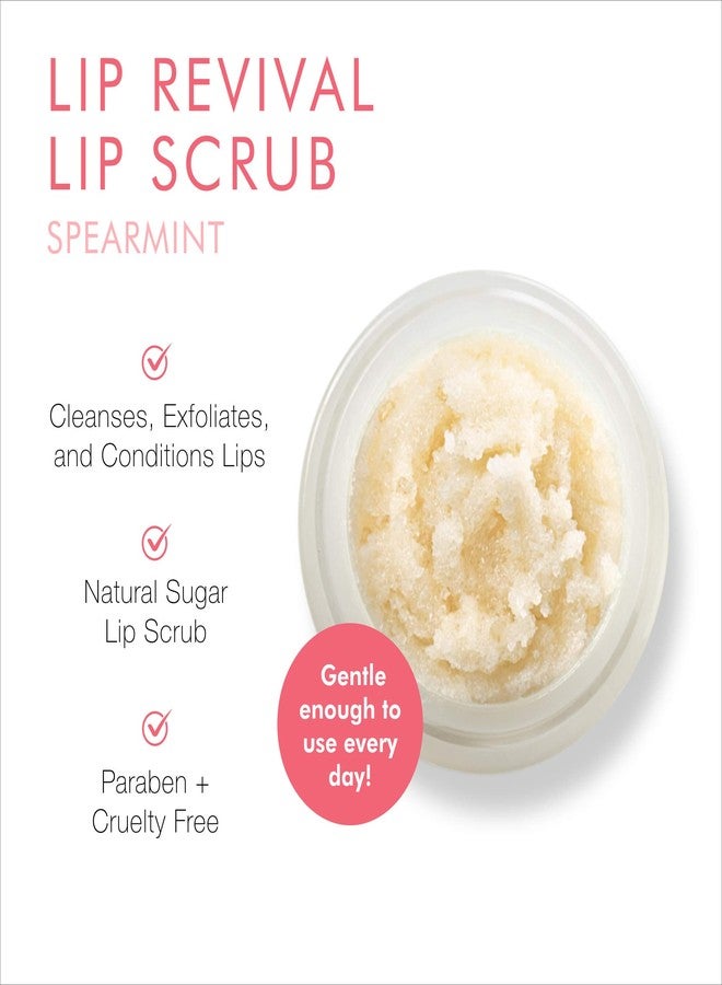 Beauty For Real Lip Revival, Spearmint - Exfoliating & Hydrating Sugar Lip Scrub - For Dry, Chapped or Lipstick-Stained Lips - With Essential Oils - Organic, Vegan - 0.15 oz - Image 2