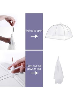 Qasul Food Protection Umbrella Food Mosquito Net Apparatus for Food, Fruit, Picnic, Barbecue, Keeps Insects and Mosquitoes Away (White)  - Image 5