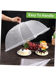 Qasul Food Protection Umbrella Food Mosquito Net Apparatus for Food, Fruit, Picnic, Barbecue, Keeps Insects and Mosquitoes Away (White)  - Image 3