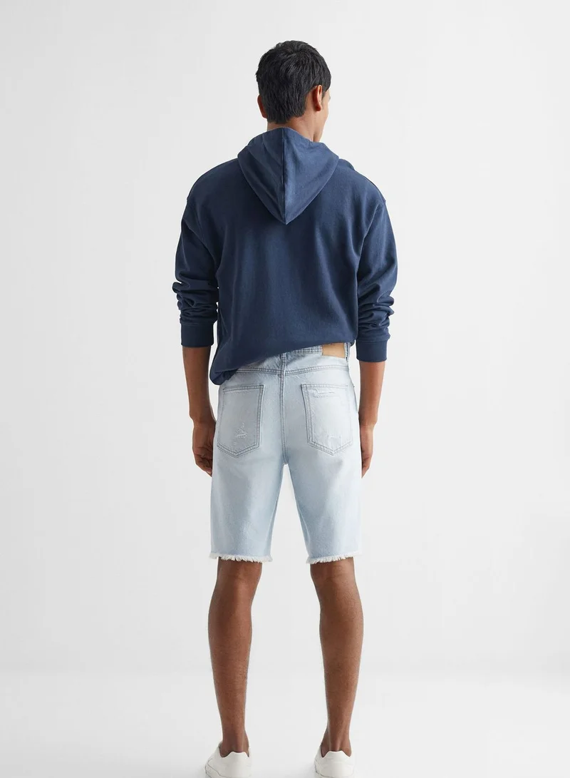MANGO Youth Ripped Denim Shorts