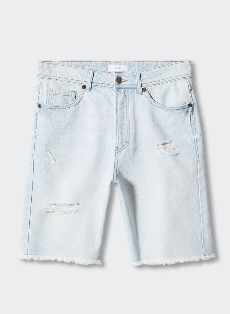 MANGO Youth Ripped Denim Shorts