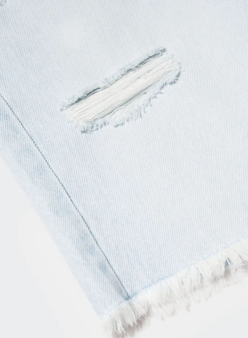 MANGO Youth Ripped Denim Shorts