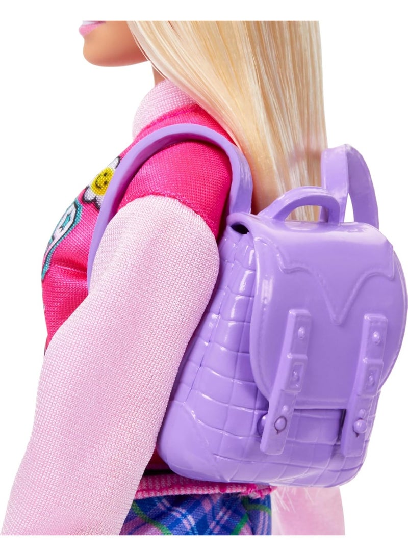 Barbie باربي أحب المدرسة دمية الموضة الشقراء مع مجموعة ملحقات - Image 3