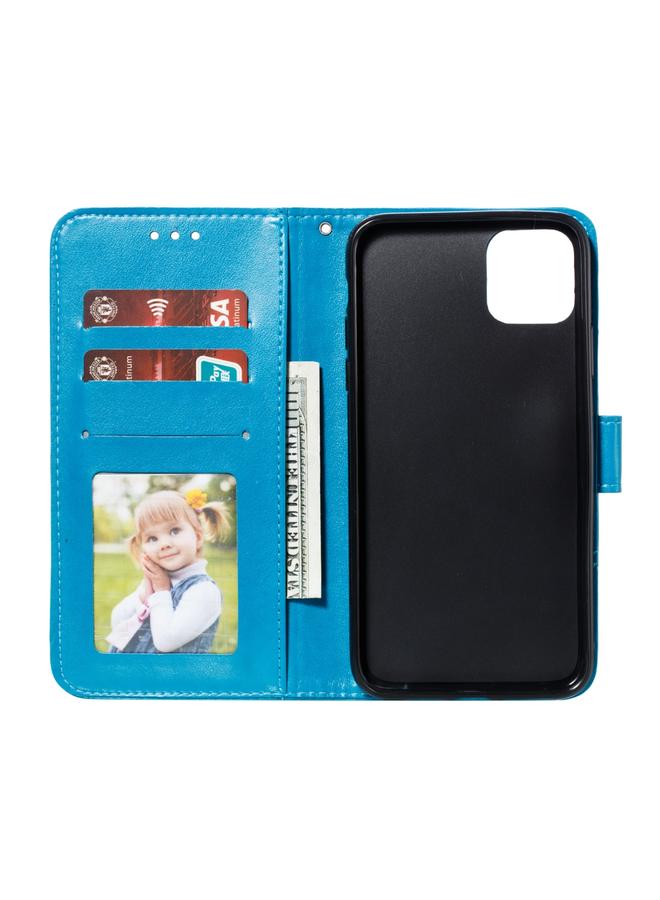 زبون جراب لهاتف iPhone 11 Pro Max من الجلد بنقش ماندالا، مع حامل وفتحات للبطاقات ومحفظة وإطار صور وحبل تعليق - Image 4