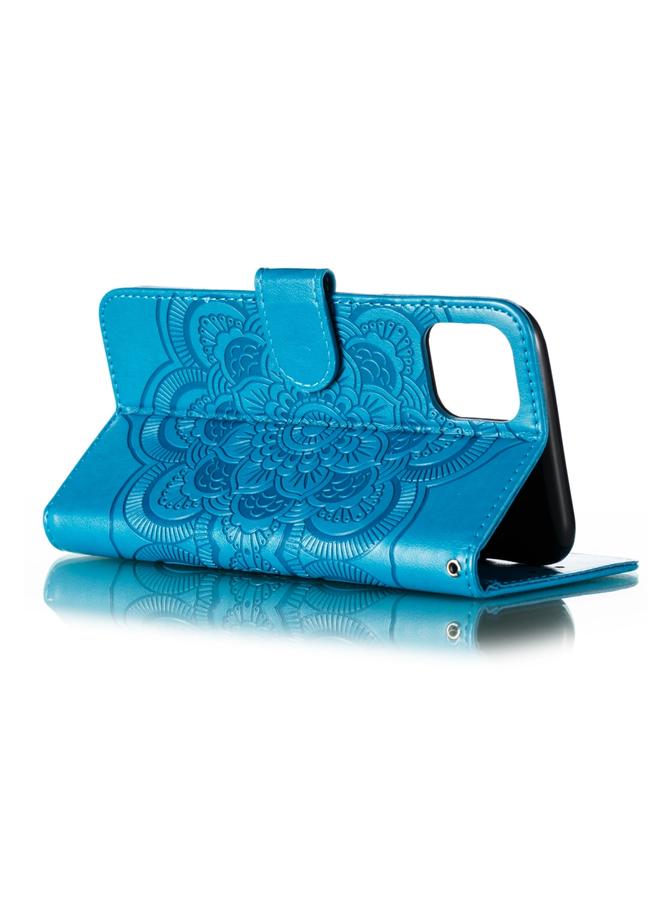 زبون جراب لهاتف iPhone 11 Pro Max من الجلد بنقش ماندالا، مع حامل وفتحات للبطاقات ومحفظة وإطار صور وحبل تعليق - Image 5