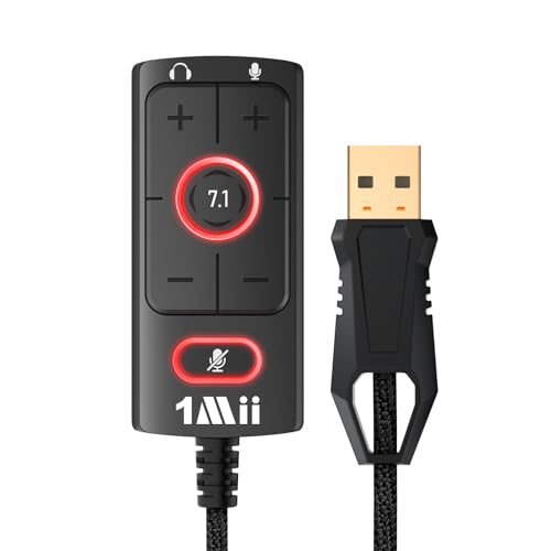 1Mii USB Sound Card - 3.5mm Jack Audio Adapter - Virtual 7.1 Surround Sound - USB Adapter for PS4/PC/MAC/Stereo Headsets, External Sound Card No Drivers Needed Plug and Play - Image 1