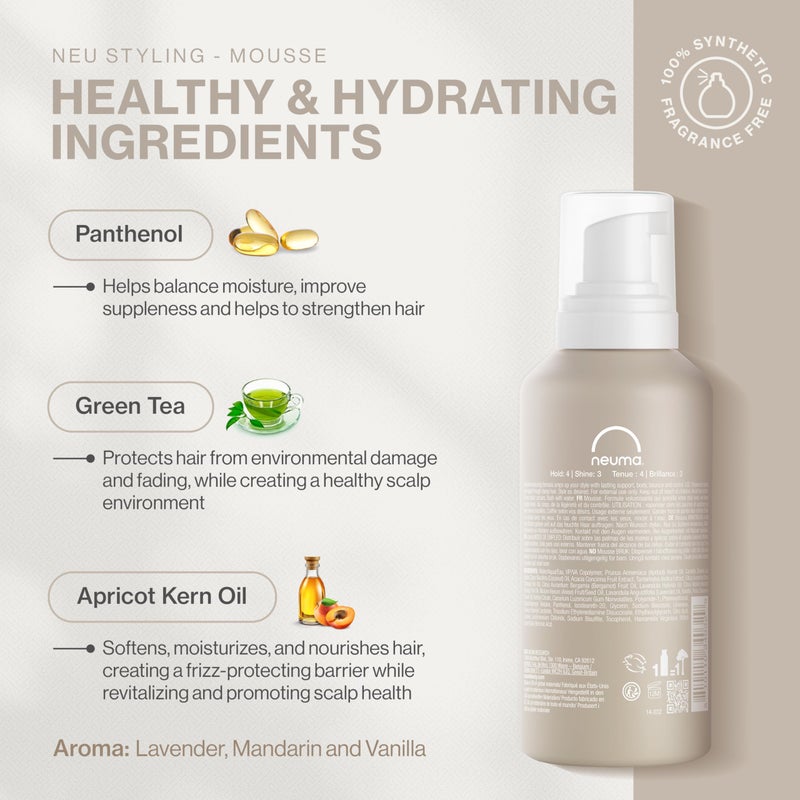 Neuma Neu Styling Hair Mousse 6.6 Fl. Oz. Mousse for Hair Volume with Lavender, Mandarin & Vanilla Scent - Image 2