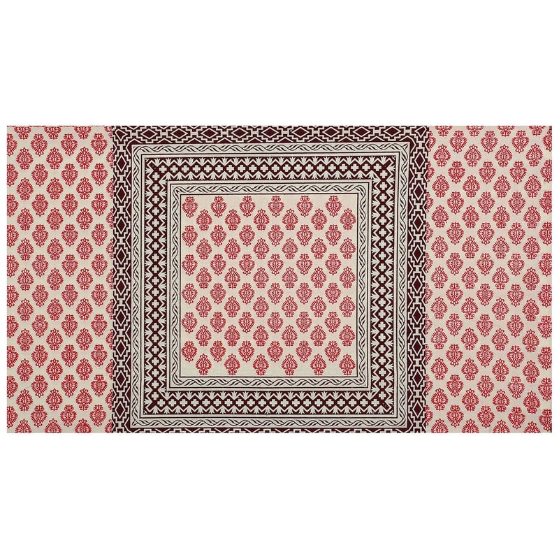 Texstylers Traditional Cotton Floral Jaipuri Print Diwan Cover Set Maroon_Standard Set of 6 Pcs - Image 5