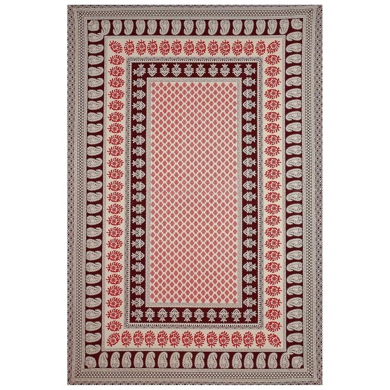 Texstylers Traditional Cotton Floral Jaipuri Print Diwan Cover Set Maroon_Standard Set of 6 Pcs - Image 4
