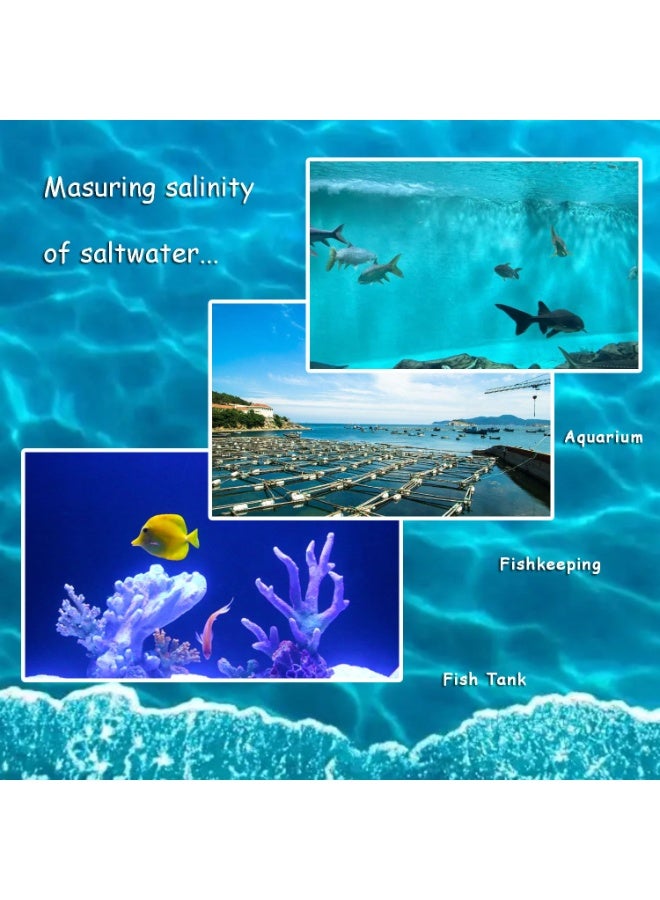 aichose مقياس الانكسار لملوحة الأحواض مع وظيفة التعويض التلقائي لدرجة الحرارة، مجموعة اختبار المياه المالحة للمياه البحرية، حمام السباحة، الأكواريوم، حوض السمك... مقياس مزدوج: الكثافة النوعية ونسبة الملح - Image 5